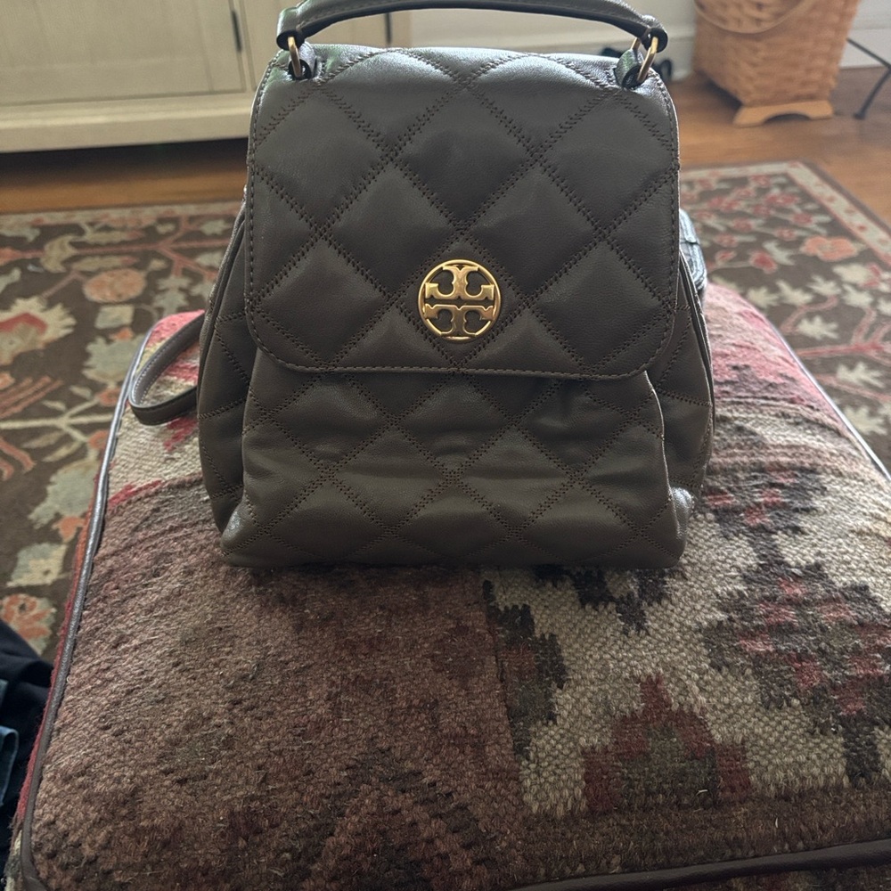 Tory Burch Quilted Backpack in Dark Gray